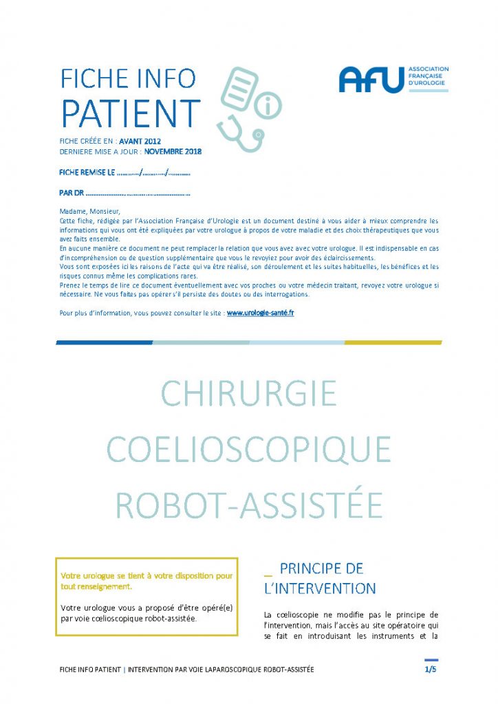 fiche chirurgie coelioscopique robot assistee