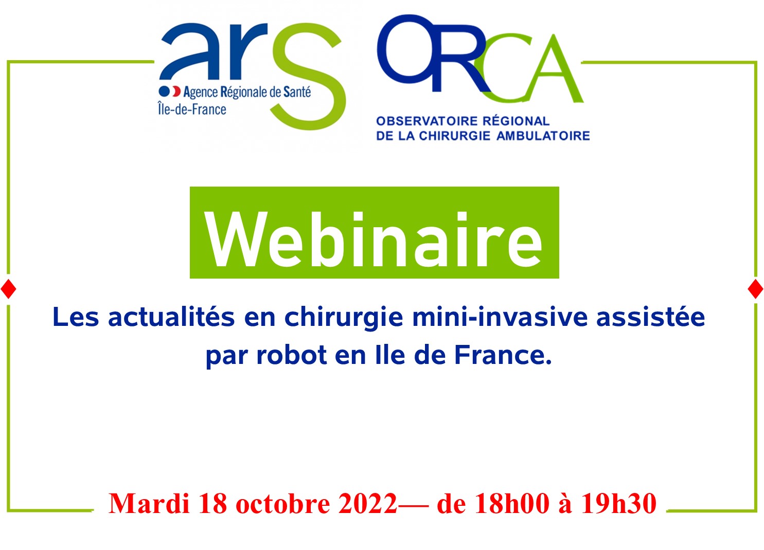 webinaire Les actualités en chirurgie mini-invasive assistée par robot en Ile de France